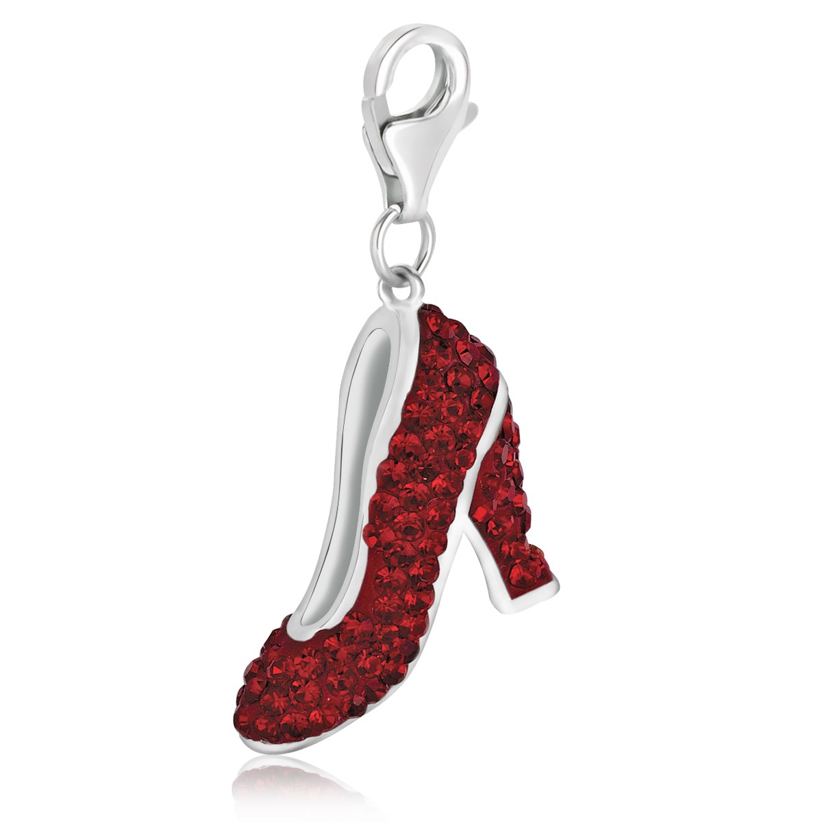 High Heel Shoe Red Tone Crystal Encrusted Charm in Sterling Silver ...