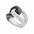 Interlaced Loop Design Diamond Dust Ring with Black Tone in Sterling Silver