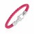 Pink Braided Leather Bracelet in Sterling Silver