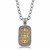 Curved Rectangle Scrollwork Motif Pendant in 18K Yellow Gold and Sterling Silver