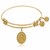Expandable Yellow Tone Brass Bangle with Initial R Symbol