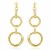 Interlinked Textured and Smooth Circles Dangling Earrings in 14k Yellow Gold