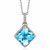 Blue Topaz and Diamond Embellished Cushion Pendant in 18k Yellow Gold and Sterling Silver 