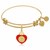 Expandable Yellow Tone Brass Bangle with Heart Badge Symbol