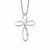 Open Cross Pendant with Leaf Motif Detail with Diamonds in Sterling Silver