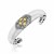 Center Diamond Motif Baroque Style Open Cuff in 18k Yellow Gold and Sterling Silver