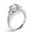 14k White Gold 3 Stone Split Pave Shank Round Diamond Engagement Ring (2 3/4 cttw)
