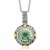 Round Green Amethyst Vintage Style Pendant in 18K Yellow Gold and Sterling Silver