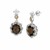 Fancy Oval Smokey Quartz and Diamond Embellished Fleur De Lis Motif Earrings in 18K Yellow Gold and Sterling Silver (.07 ct. tw.)