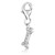 Dog Bone White Tone Crystal Studded Charm in Sterling Silver
