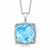 Sky Blue Topaz Square Pendant with White Sapphires Necklace in Sterling Silver