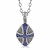 Blue Sapphire Embellished Cross Motif Oval Pendant in 18K Yellow Gold and Sterling Silver