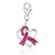 Heart with Pink Tone Crystal Encrusted Ribbon Charm in Sterling Silver