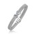 Dual Row Basket Weave Bangle with Diamond Cross Accent in 14k White Gold (7.00 mm)