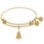 Expandable Yellow Tone Brass Bangle with Christian Tree Oh Tannenbaum Symbol