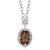 Adjustable Rhodium Plated Necklace with Oval Smokey Quartz Pendant in 18K Yellow Gold and Sterling Silver