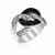 Black and White Sapphire Knot Design Ring in Sterling Silver
