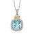 Cushion Sky Blue Topaz and Diamond Accented Popcorn Cushion Pendant in 18k Yellow Gold and Sterling Silver (.02cttw)
