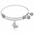 Expandable White Tone Brass Bangle with White CZ Butterfly Symbol