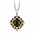 Fancy Necklace with Smokey Quartz Cabochon and Coffee Diamonds Pendant in 18K Yellow Gold and Sterling Silver