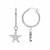 Hoop Earrings with Starfish Charm in White Cubic Zirconias and Sterling Silver