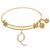 Expandable Yellow Tone Brass Bangle with Q Symbol with Cubic Zirconia