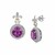 Round Amethyst and Diamond Accented Fluer De Lis Style Earrings in 18K Yellow Gold and Sterling Silver  (.16 ct. tw.)