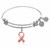 Expandable White Tone Brass Bangle with Awareness and Support Ribbon Symbol