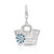 Basket with Flower Crystal Embellished Charm in Sterling Silver