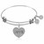 Expandable White Tone Brass Bangle with Love Symbol