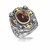 Oval Smokey Quartz Accented Filigree Style Ring in 18K Yellow Gold and Sterling Silver
