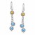 Round Blue Topaz Accented Flower Design Dangling Earrings in 18K Yellow Gold and Sterling Silver