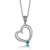 Round Blue Topaz Accented Tapered Cable Heart Pendant in 18k Yellow Gold and Sterling Silver