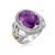 Oval Amethyst Fleur De Lis Accented Ring in 18K Yellow Gold and Sterling Silver