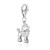 Poodle Dog Charm with White Tone Crystal Accents in Sterling Silver