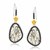 Fleur De Lis Motif Rutilated Quartz & Black Spinel Drop Earrings in 18k Yellow Gold and Sterling Silver
