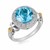 Round Blue Topaz and Diamond Accented Fluer De Lis Motif Ring in 18K Yellow Gold and Sterling Silver (.07 ct. tw.)