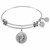 Expandable White Tone Brass Bangle with Barefoot In The Sand Symbol