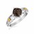 Square Smokey Quartz Fleur De Lis Accented Ring in 18k Yellow Gold and Sterling Silver