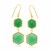 Green Onyx Hexagon Dangling Earrings in Yellow Gold Plated Sterling Silver