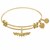 Expandable Yellow Tone Brass Bangle with Finish M-Heart-M With Wing Symbol