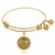 Expandable Yellow Tone Brass Bangle with Engaged Commitment Symbol