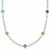 Milgrained Blue Topaz, Smokey Quartz and Amethyst Stationed Chain Necklace in 18K Yellow Gold and Sterling Silver