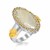 Oval Golden Rutilated Quartz and Citrine Fleur De Lis Ring in 18k Yellow Gold and Sterling Silver