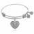 Expandable White Tone Brass Bangle with Heart Symbol
