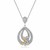 Diamond Accented Teardrop Popcorn Pendant in 18K Yellow Gold and Sterling Silver (.11ct tw)