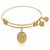 Expandable Yellow Tone Brass Bangle with Initial T Symbol