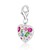 Heart  Multi Tone Crystal Embellished Charm in Sterling Silver
