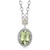 Oval Green Amethyst Pendant Rhodium Plated Necklace in 18K Yellow Gold and Sterling Silver