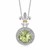 Round Green Amethyst and Diamond Embellished Fluer De Lis Design Pendant in 18K Yellow Gold and Sterling Silver  (.08 ct. tw.)
